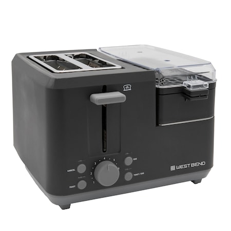 West Bend 2-Slice Toaster with Egg Cooker and Meat Warmer, in Black 78500