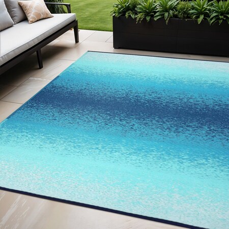 Homeroots 5' X 8' Teal Blue Indoor Outdoor Area Rug 555622