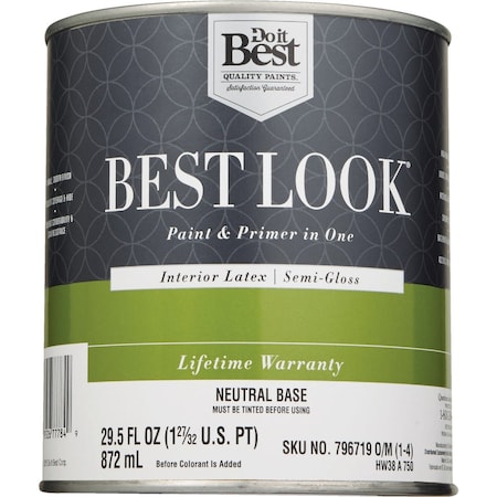 Do It Best Best Look Latex Premium Paint & Primer In One Semi-Gloss Interior Wall Paint Neutral Base 1 Qt. HW38A0750-14