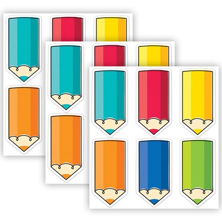 Creative Teaching Press Core Decor, Colorful Doodle Pencils, 6'', Designer Cut-Outs, 72-Piece Set, 3PK 10902