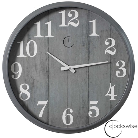 Clockswise 18in Battery Operated Modern Indoor & Outdoor Waterproof Wall Clock Large Decorative Timepiece, Gray QI004853
