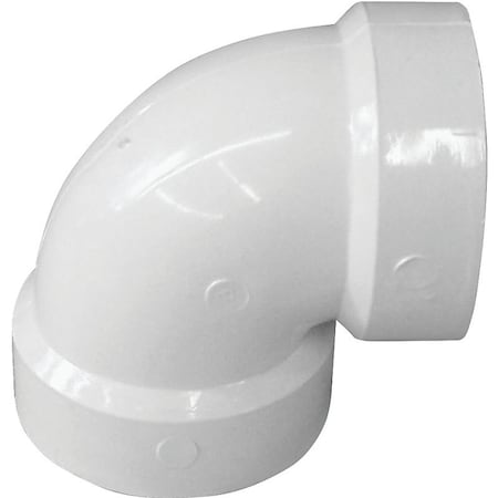Canplas Vent Pipe Elbow, 3 in, Hub, 90 deg Angle, PVC, White 192203