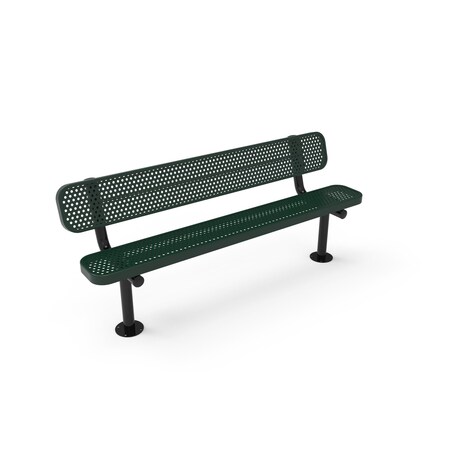 Mytcoat 6ft Outdoor Bench with Back, Surface Mount, Green, Punched Steel, Industry Standard Coating 804157