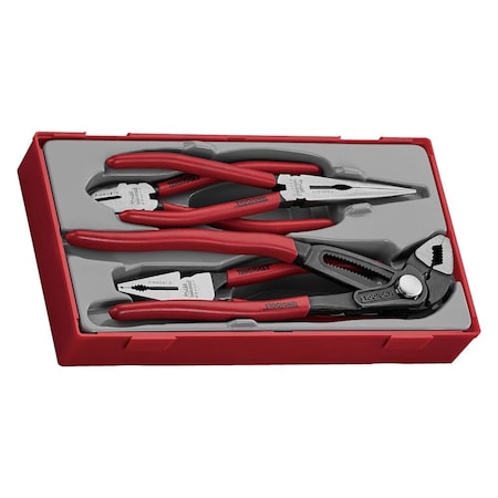 Teng Tools 4 Piece Plier Tool Tray Side Cutters, Linesman, Long Nose, Quick Set Slip Joint - TT440 TT440Q