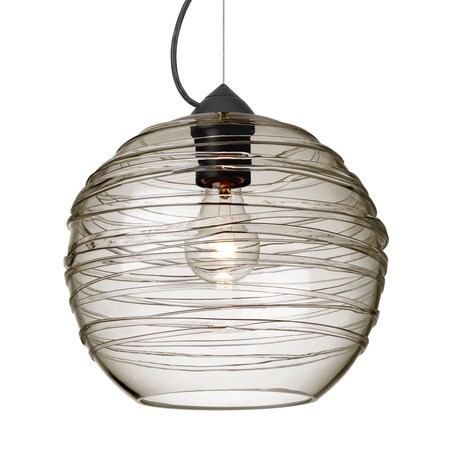 Besa Lighting Besa Wave 10 Pendant, Smoke, Black Finish, 1x 60W MAX E26 Base 1KX-462702-BK