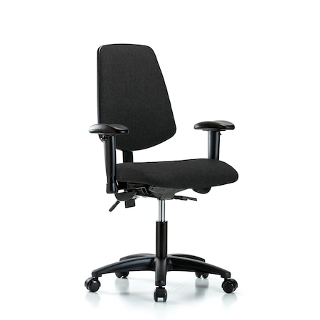 Blue Ridge Ergonomics Desk Chair Fab Desk Chair, Med, Bk, Cast, Blk, Adjustable Arms, 19" to 24" Height, Fabric, Black BR-FDHCH-MB-RG-T1-A1-RC-F42