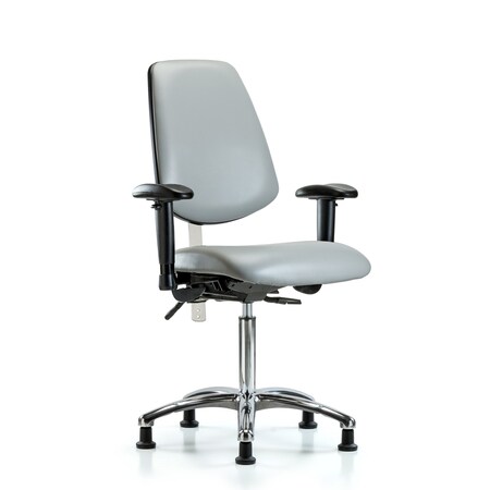 Blue Ridge Ergonomics Clean Room Chair Vin Med Ben Chair, Med, Bk, Dov, CL100, Adjustable Arms, 22" to 29" Height, Vinyl BR-NCR-VMBCH-MB-CR-T1-A1-NF-RG-8567