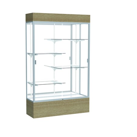 Ghent Reliant Lighted Floor Case, Mirror, Satin, 48"Wx80"Hx16"D 2174MB-SN-DK