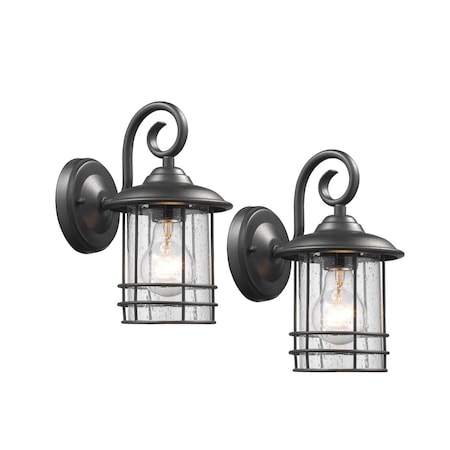 Supershine 10 in. Lighting Transitional 1 Light Black Outdoor Wall Sconce, Textured Black, 2PK SU2542813