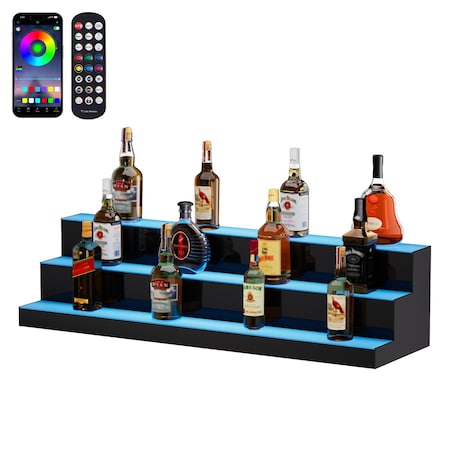 Vevor LED Lighted Liquor Bottle Display Bar Shelf RF and App Control 40" 3-Step ok-3-40