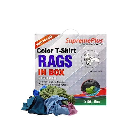 Supremeplus Recycled Color Knit T-Shirt Cleaning Rags, 5 lbs. Compressed Box SP-4636