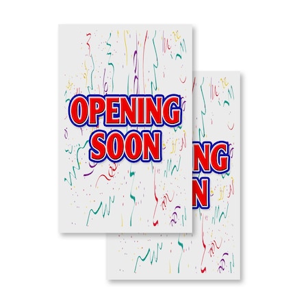 Signmission Opening Soon, Vinyl Decals Only 24 Inch x 36 Inch, Vinyl Decal, 2PK DSB-2436-2PACK-Opening Soon