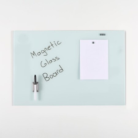 M&T Displays Frameless Tempered Glass Dry Erase Board Magnetic Board - White - 23.63x35.44 inch T00MGB0369X2000