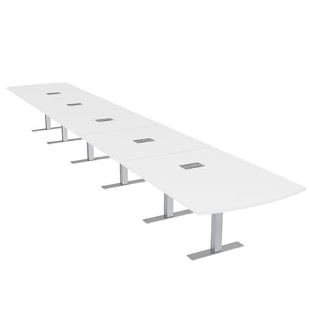 Skutchi Designs 22ft Arc Rectangle Conference Table With Power | Harmony Series | 22 Person Meeting Room Table HAR-AREC-48X264-T-W960-ESIL