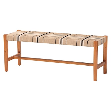 Bali & Pari Prita Bohemian Paper Loom and Natural Mahogany Wood Dining Bench 249-13885-ZORO