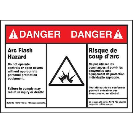 Accuform BILINGUAL ANSI DANGER ARC FLASH FBLSPS149