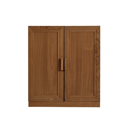 Homeroots Set Of Two Walnut Wood Corner Accent Cabinet With Two Doors 719690