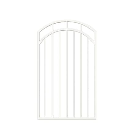 Nuvo Iron 33-in W x 56-in H Glossy Wht Benitoite Gate Arched 36-in W Opening SCHardware W/Dbl Side Handle IBGA3356GW