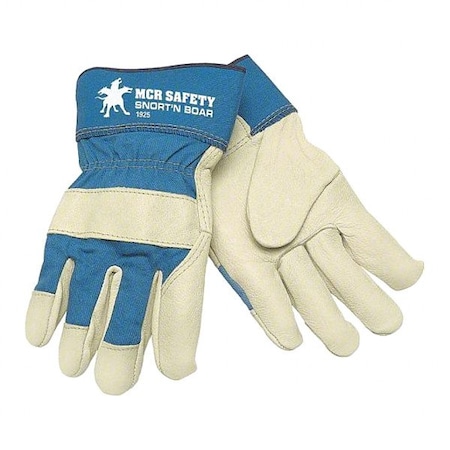 Mcr Safety Cold Protection Gloves, Pigskin, Safety Cuff, Wing Thumb, Full Finger, Beige, L, 12 PK 1925L