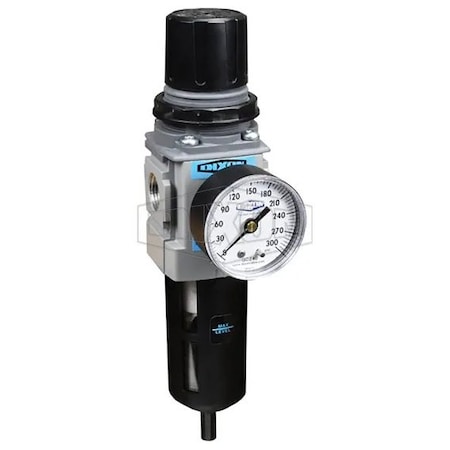 Dixon Wilkerson by Self-Relieving Compact Filter/Regulator with GC230 Gauge and Bowl Guard, 1/2 in NPT/BSP B18-04AG