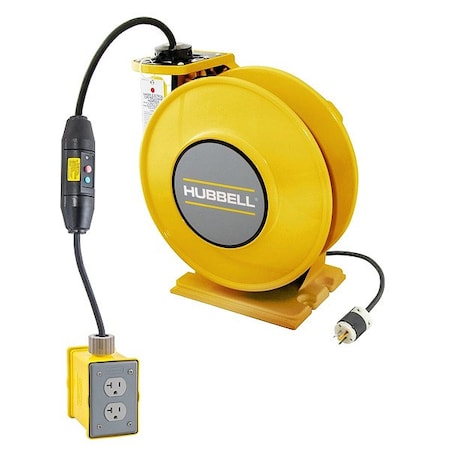 Hubbell Wiring Device-Kellems ExtensionCordReel, Yellow, 35ft, 14AWG HBLI35143GF215Y