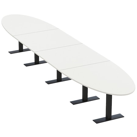 Skutchi Designs 20ft Conference Table With Power Unit | 18 Person Modular Oval Meeting Table | Harmony Series HAR-OVL-48X240-T.BK-W960-NA