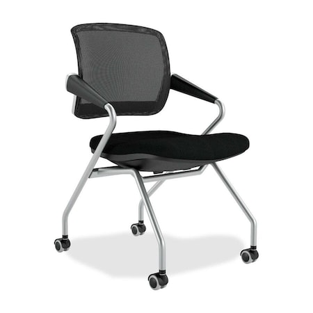 Mayline Mid-Back Chair Valore Mid Back Chair, Black, Package Quantity 2, Loop Arms, 18-1/2" Height, Fabric TSM2BB