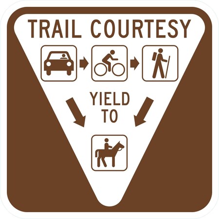 Lyle Trail Courtesy / Yield To (with Graphic), 12x12, High Intensity Prismatic, Brown G-2401-HI_12x12