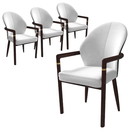 Leisuremod Opaline Series Elegant Wooden Dining Chair in Black Velvet and White, 4PK OC24BLW4