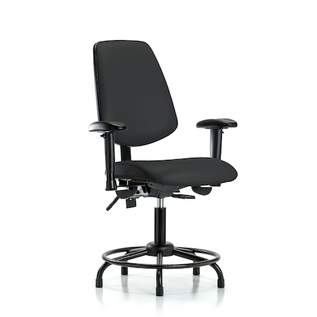 Blue Ridge Ergonomics Desk Chair Adjustable Arms, 18" to 23" Height, Vinyl, Black BR-VDHCH-MB-RT-T0-A1-RG-8540