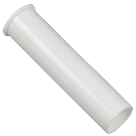 Danco Tailpiece, 1-1/2 in, 6 in L, Flanged, Slip-Joint, Plastic, White 94018