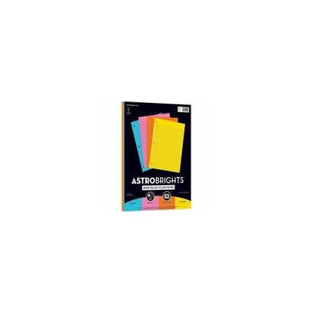 Astrobrights Filler Paper - 100 Sheets - Wide Ruled Front Ruling - 3 Hole(s) - 24 lb Basis Weight - 8in x 10, 6PK 25910-01