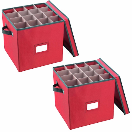 Tiny Tim Totes Ornament Organizer Storage Box with 64 Individual Compartments and Dividers, 2PK 83-DT5021-2PK