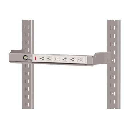 Pucel Electrical Hanger Bar, 32 in W, 6-Outlet Surge Protector, Gray EHB-32