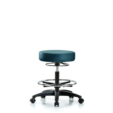 Blue Ridge Ergonomics Vinyl Stool, Med Bench, Foot Ring, Casters, Royal BR-VMBSO-RG-CF-RC-8801
