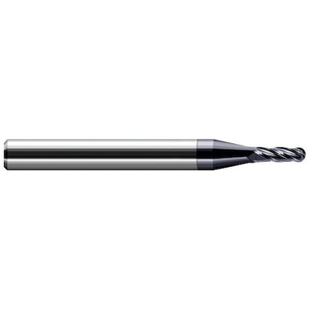 Harvey Tool Miniature End Mill-4 Flute-Ball, 741218-C3, AlTiN, 0.8 mm Cutter Diameter, 1.2 mm Length of Cut 741218-C3