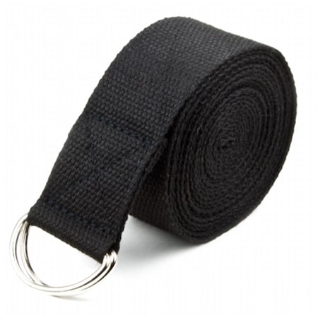 Qualitycare 10 ft. Extra-Long Cotton Yoga Strap with Metal D-Ring, Black QU3340716