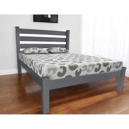 Homeroots Gray Solid Wood Full Bed Frame 546752