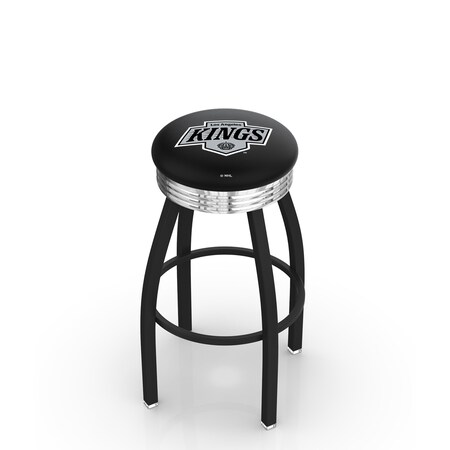 Holland Bar Stool Co 30" Blk Wrinkle Los Angeles Kings Swivel Bar Stool, Chrome Ring L8B3C30LAKing