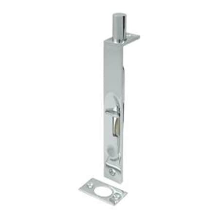 Dendesigns 6 in. Heavy Duty Square Flush Bolt, Bright Chrome - Solid DE843250