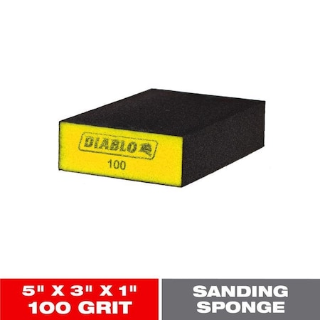 Diablo 5in. x 3in. x 1in. 100-Grit Large Flat Edge Sanding Sponges, 4PK DFBLBLOFIN04G