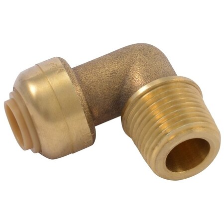 Sharkbite Dishwasher Elbow, 1/4 x 3/8 in, Slip Joint x MNPT, Brass, Chrome/Natural Brass U276LFA