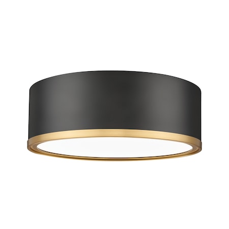 Z-Lite Bradley 1 Light Flush Mount, Matte Black and Modern Gold, 12.25 In W 1018F12-MB-MGLD-LED