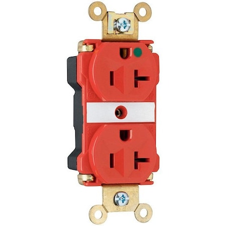 Pass & Seymour Straight Blade Receptacle, 5-20R, 20 A, 125V AC, 2 Pole, 3 Wire, Recessed Mount, Grounded PT8300RED