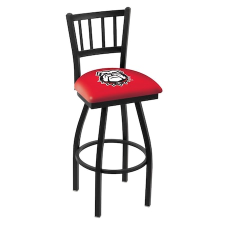 Holland Bar Stool Co 30" Blk Wrinkle Georgia "Bulldog" Swivel Bar Stool, Jailhouse Back L01830GA-Dog
