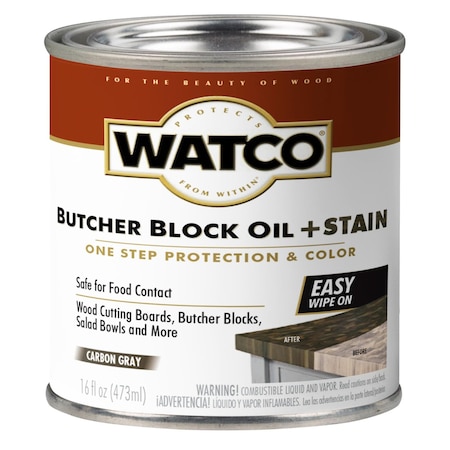 Watco Butcher Block Oil + Stain, Carbon Gray, 16 oz 370150