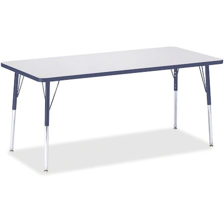 Jonti-Craft Berries Rectangle Activity Table, 30 in. x 72 in., A-height, Freckled Gray/Navy/Gray 6413JCA112
