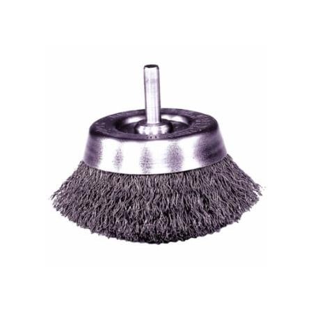 Weiler Stem-Mounted Crimped Wire Cup Brush, 1-3/4 in dia, 0.0118 in Steel Wire 804-14301