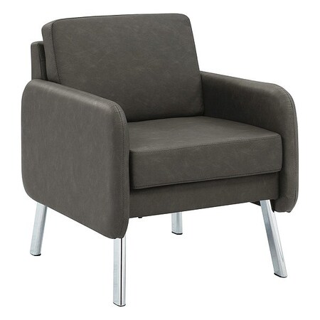 Office Star Armchair, Gray Seat, Gray Back, 26 in W 26 3/4 in L 33 1/2 in H, Polyurethane Seat SL5601-P52