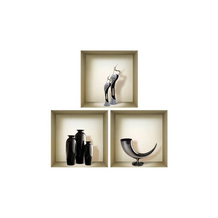 Homeroots Set of Three Eli Faux Niche 3D Peel and Stick Wall Decals, 3PK 565402